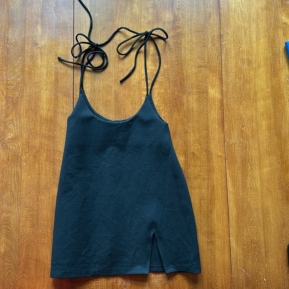 TIGER MIST Black Overall Slit Mini Dress Skirt Size Small